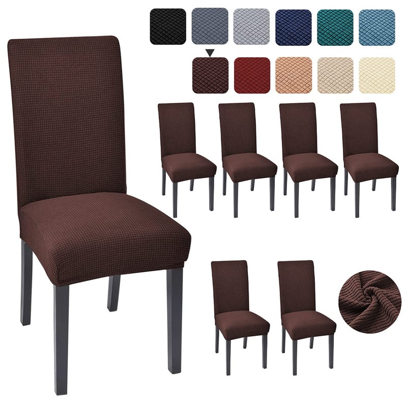 Aertiavty Chair Covers for Dining Room 6 Pack Chair Seat Cover for Dining Room Kitchen  Parsons Chair Covers Dining Chair Slipcover  Chocolate - Image 1